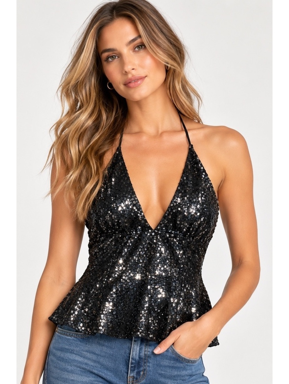 Melissa Eng Sequin Halter Top